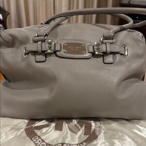 Large Michael Kors Gray Leather Tote Bag